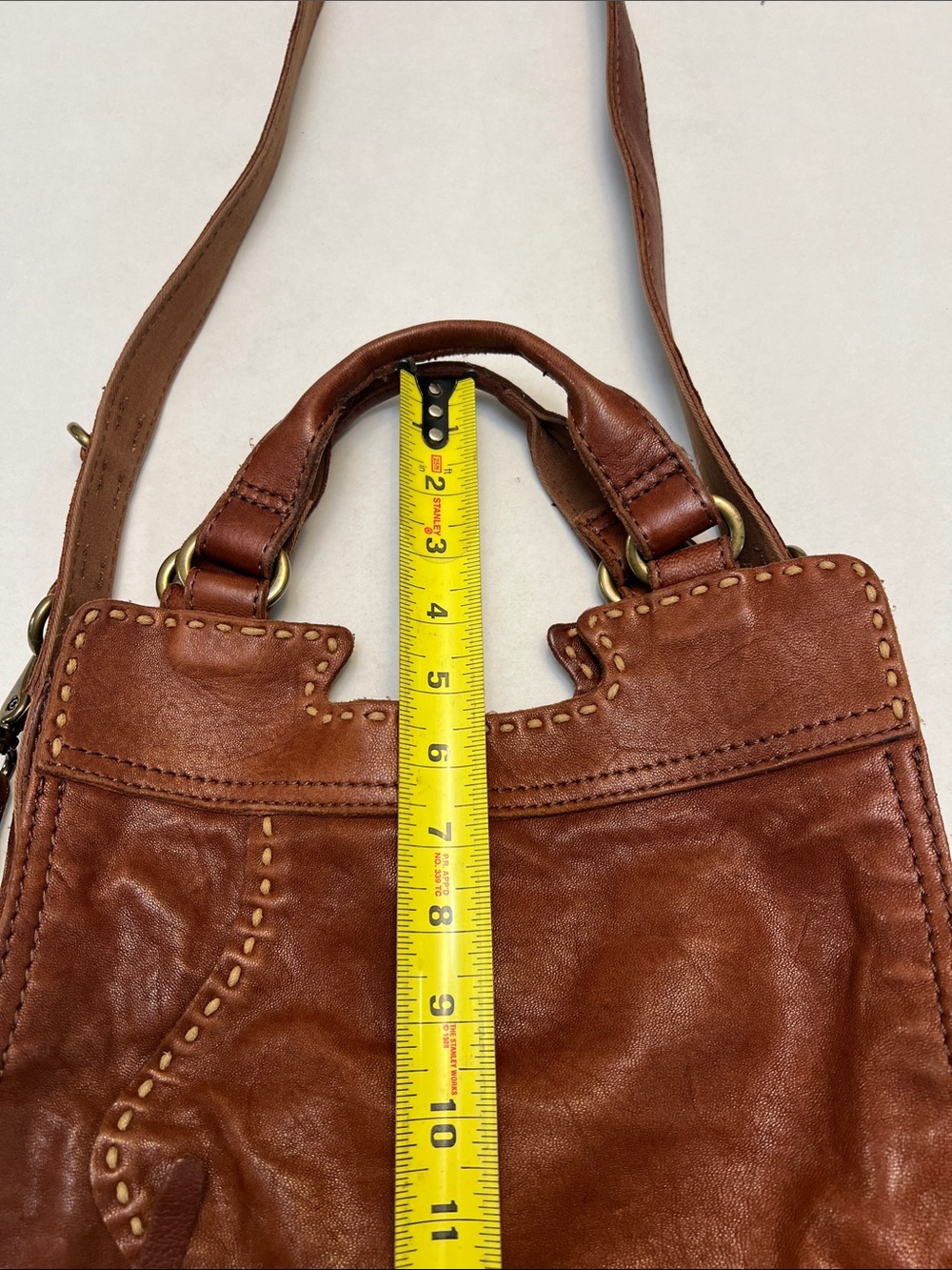 VINTAGE LUCKY BRAND ABBEY ROAD BROWN LAMB LEATHER FOLD-OVER CROSSBODY BAG - Picture 13 of 16